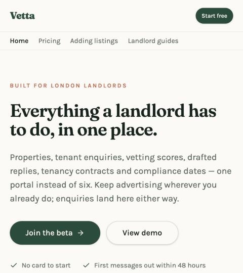 Vetta homepage